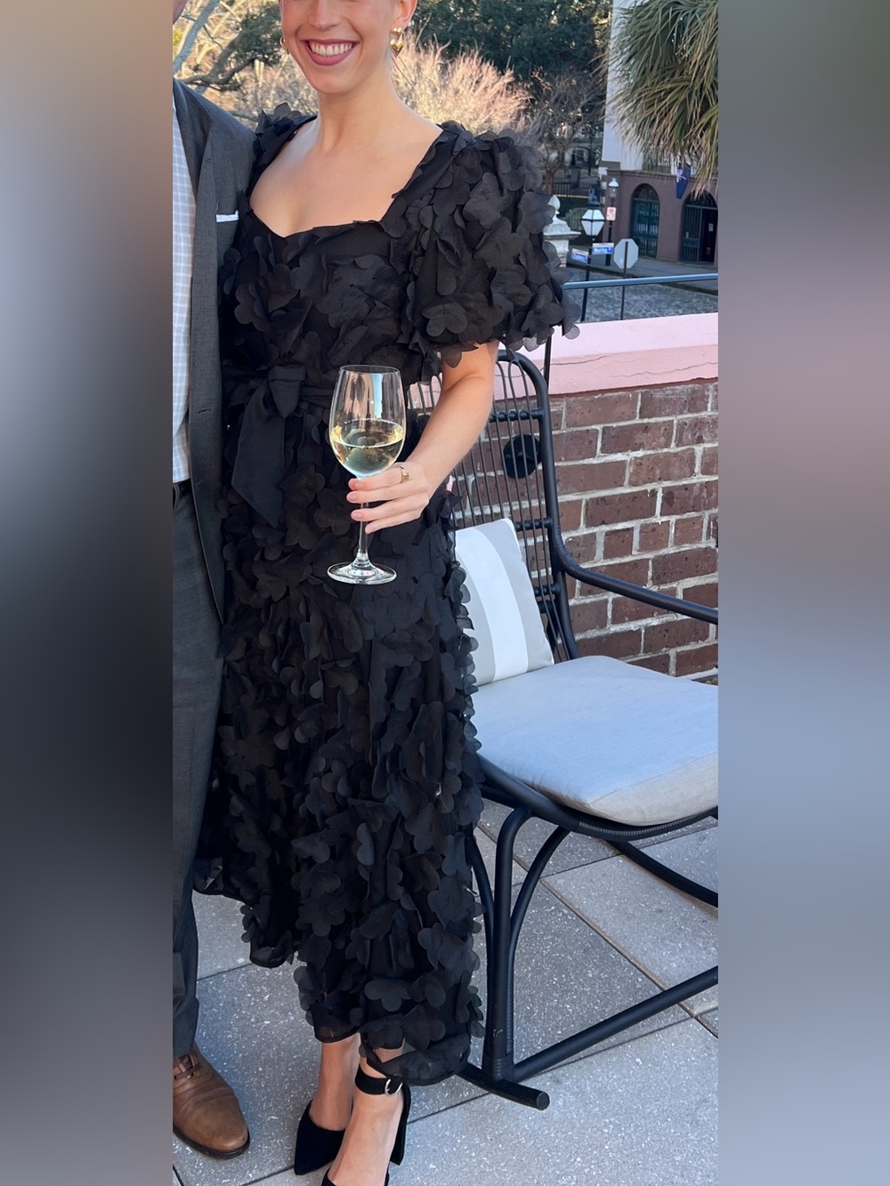 Elliatt Black Floral Petal Midi Dress
